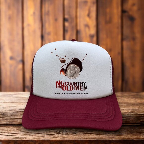 No Country For Old Men Trucker Hat Maroon Coen Brothers 2000s Cult Crime - Picture 1 of 4